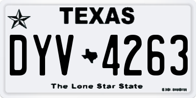 TX license plate DYV4263