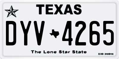 TX license plate DYV4265