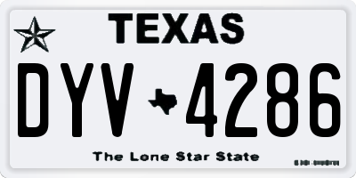 TX license plate DYV4286