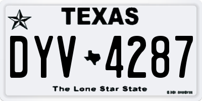 TX license plate DYV4287