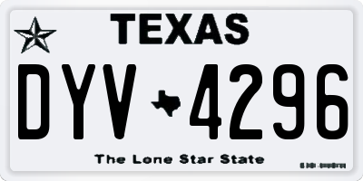 TX license plate DYV4296