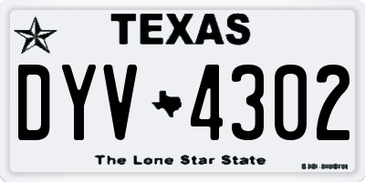 TX license plate DYV4302