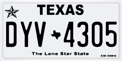 TX license plate DYV4305