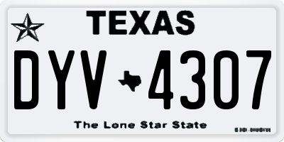 TX license plate DYV4307
