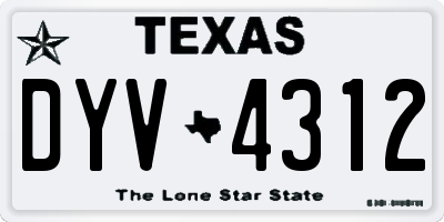 TX license plate DYV4312
