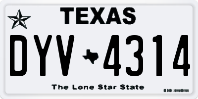 TX license plate DYV4314