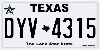 TX license plate DYV4315