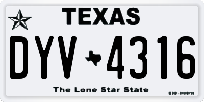 TX license plate DYV4316
