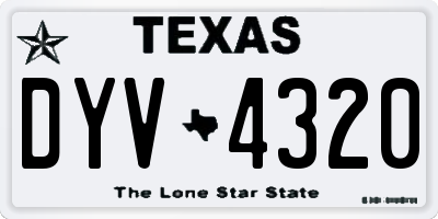 TX license plate DYV4320