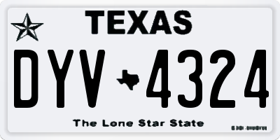 TX license plate DYV4324