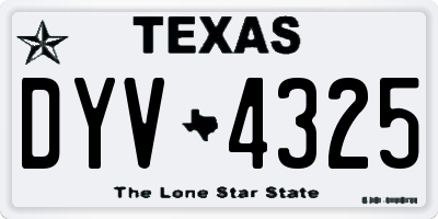 TX license plate DYV4325