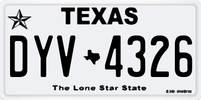 TX license plate DYV4326