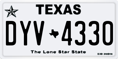 TX license plate DYV4330