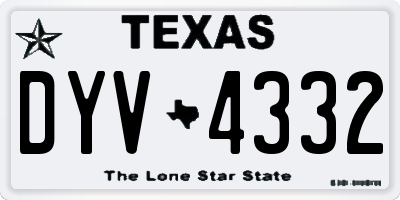 TX license plate DYV4332
