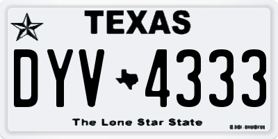 TX license plate DYV4333