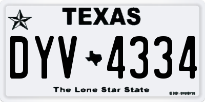 TX license plate DYV4334
