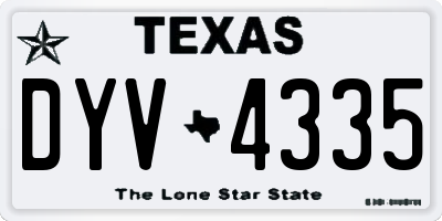TX license plate DYV4335
