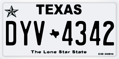 TX license plate DYV4342