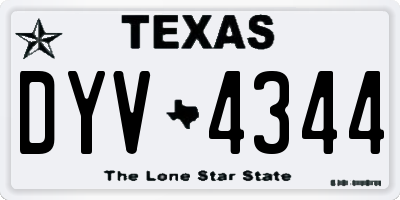 TX license plate DYV4344