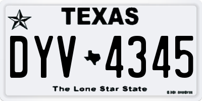 TX license plate DYV4345