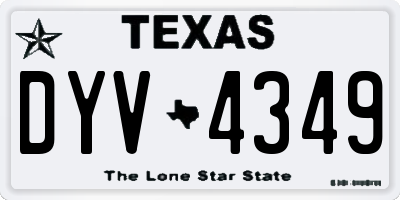 TX license plate DYV4349