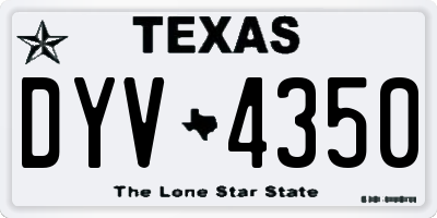 TX license plate DYV4350