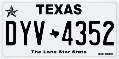 TX license plate DYV4352