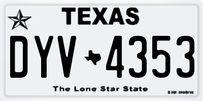 TX license plate DYV4353