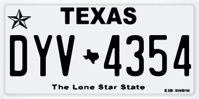 TX license plate DYV4354