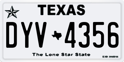 TX license plate DYV4356
