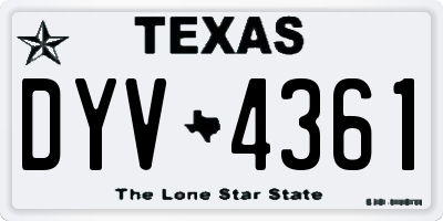 TX license plate DYV4361