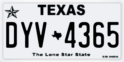 TX license plate DYV4365