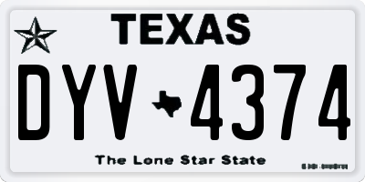 TX license plate DYV4374