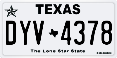 TX license plate DYV4378