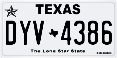 TX license plate DYV4386