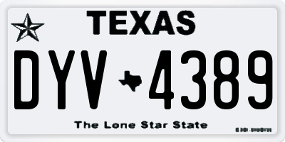 TX license plate DYV4389
