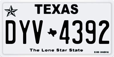 TX license plate DYV4392