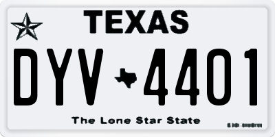 TX license plate DYV4401