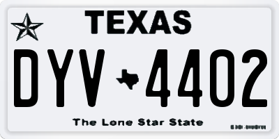 TX license plate DYV4402