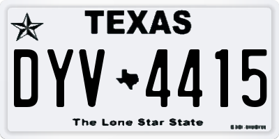 TX license plate DYV4415