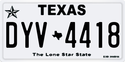 TX license plate DYV4418