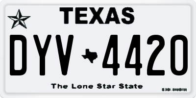 TX license plate DYV4420