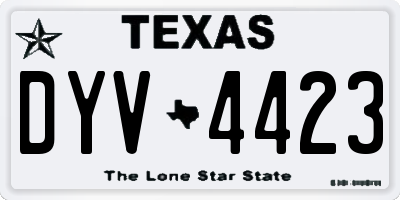 TX license plate DYV4423