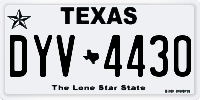 TX license plate DYV4430