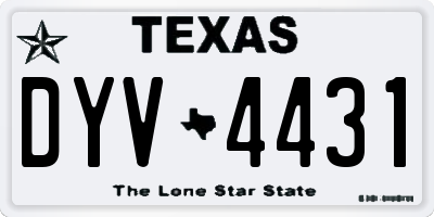TX license plate DYV4431