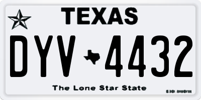 TX license plate DYV4432