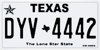 TX license plate DYV4442