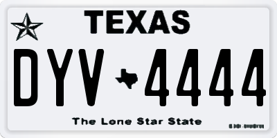 TX license plate DYV4444