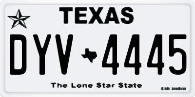 TX license plate DYV4445