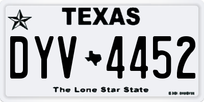 TX license plate DYV4452